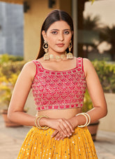Alluring Looking Lehenga Choli in Yellow Pink